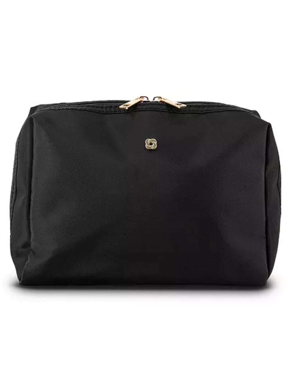 Samsonite Black Nylon Cosmetic Pouch with Gold Snap